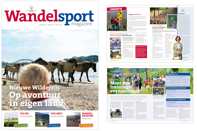Wandelsportmagazine cover en spread